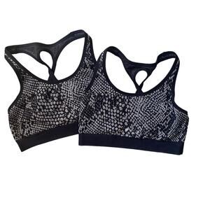NUX Women's‎ Vesper Black Silver Sport Bras Bundle of 2 New Small